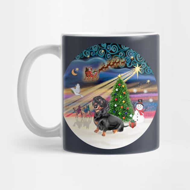 "Christmas Magic" with a Black and Tan Dachshund by Dogs Galore and More